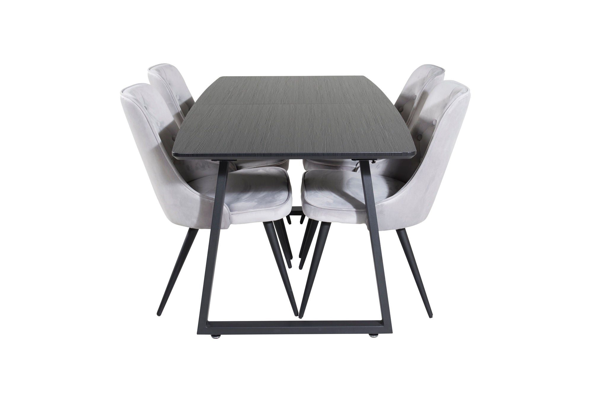 Venture Home Inca Extentionbord - Black top / black Legs+Velvet Deluxe Spisebordsstol - Light Grey / Black_4