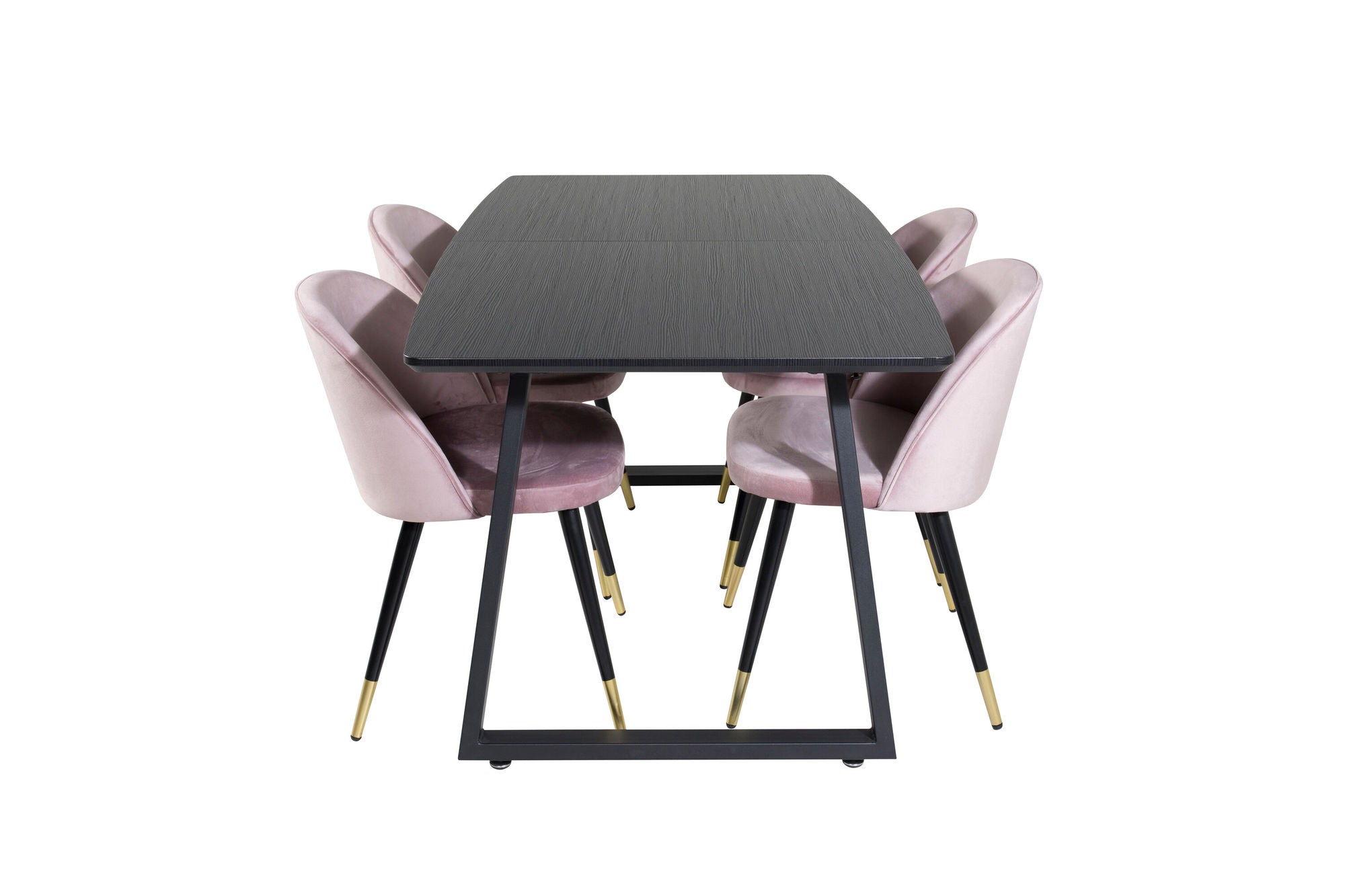 Venture Home Inca Extentionbord - Black top / black Legs+Velvet Spisebordsstol Brass - Pink / Black_4