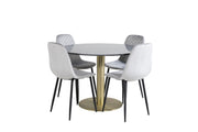 Venture Home Estelle rund spisebord ø106 H75 - Black / Brass+Polar Diamond Spisebordsstol - Black Legs - Grey Velvet_4