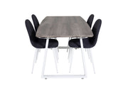 Venture Home Inca Extentionbord - grey "oak" / white Legs+Polar Spisebordsstol - White Legs - Black Fabric_4