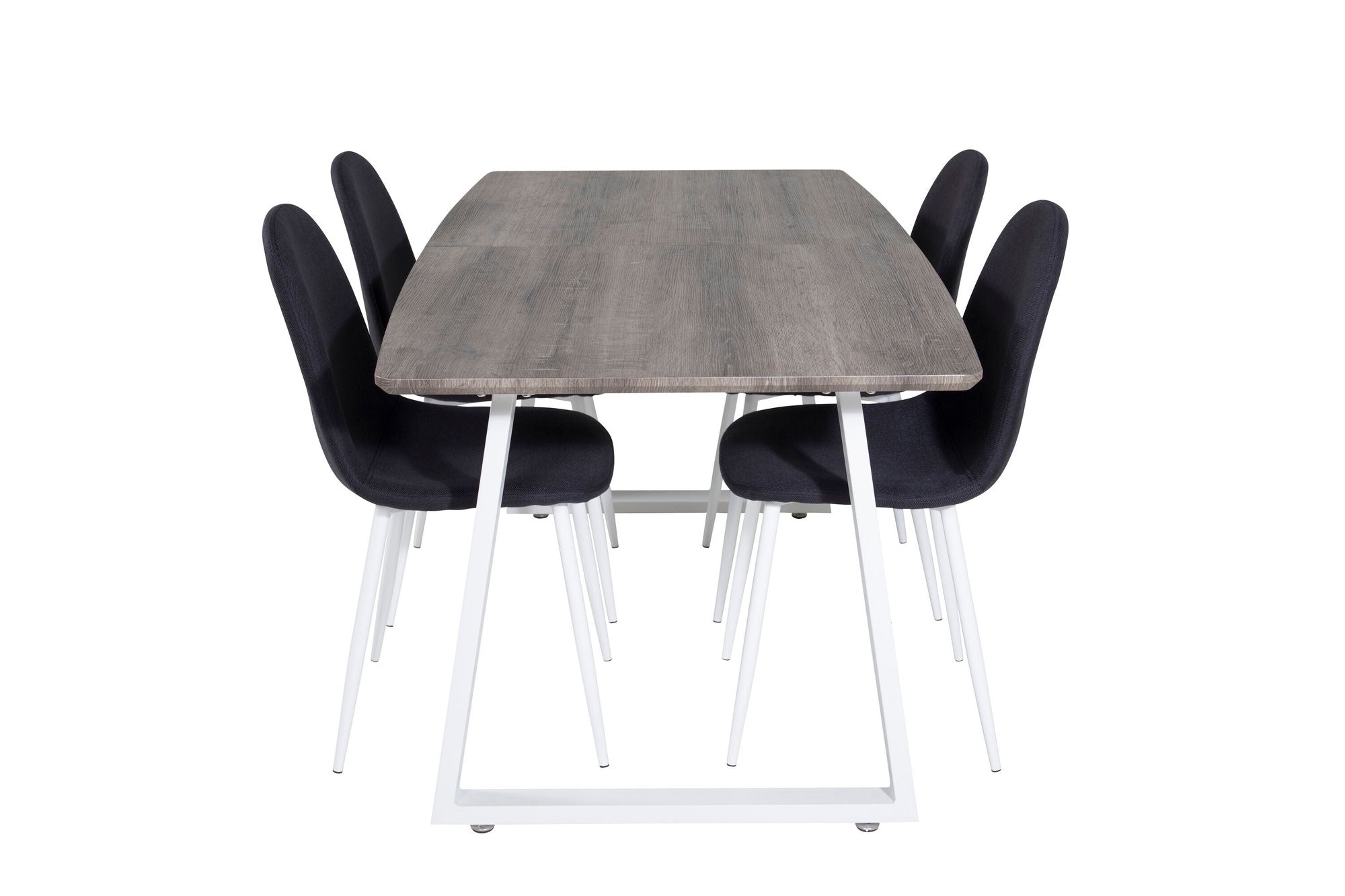 Venture Home Inca Extentionbord - grey "oak" / white Legs+Polar Spisebordsstol - White Legs - Black Fabric_4