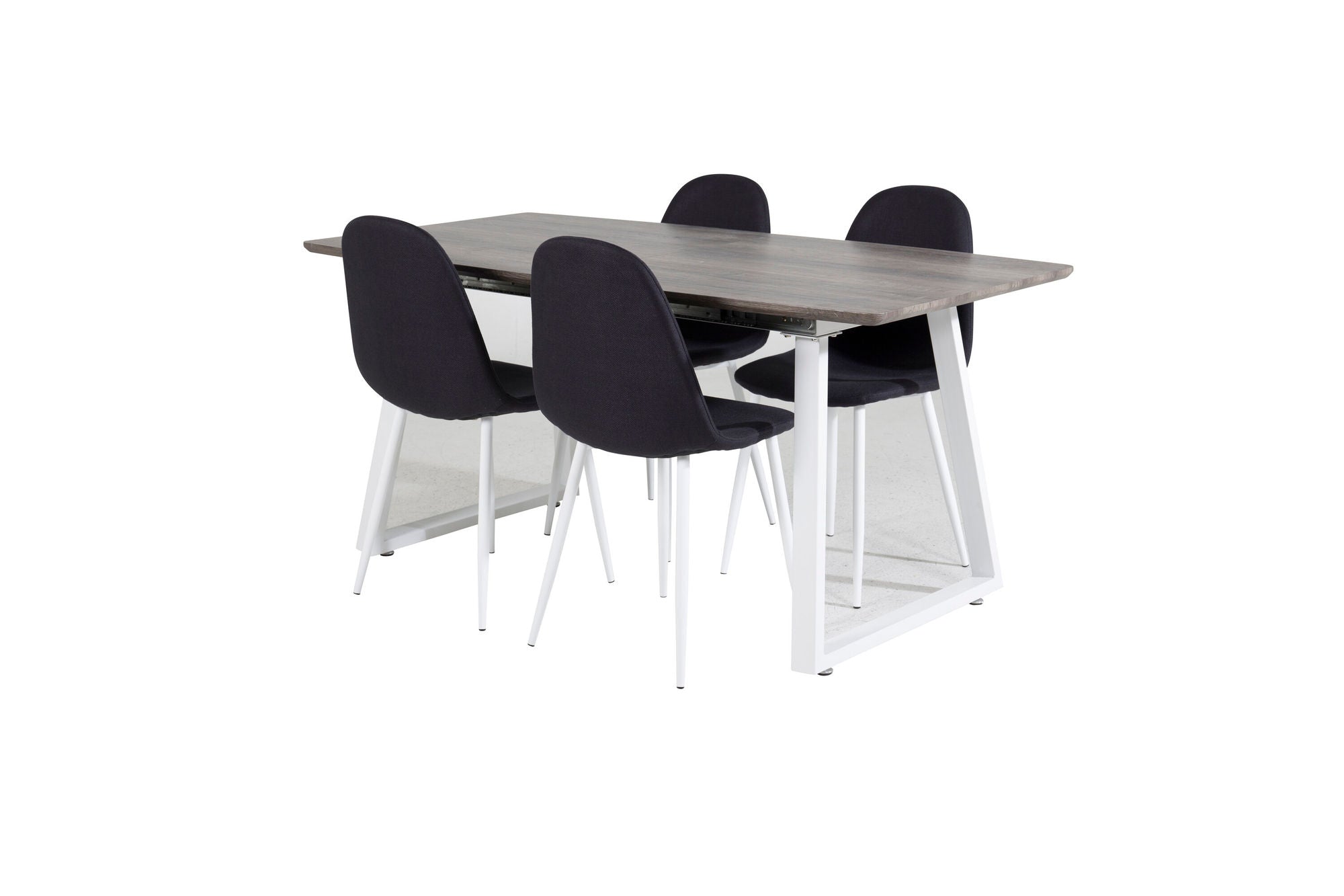 Venture Home Inca Extentionbord - grey "oak" / white Legs+Polar Spisebordsstol - White Legs - Black Fabric_4