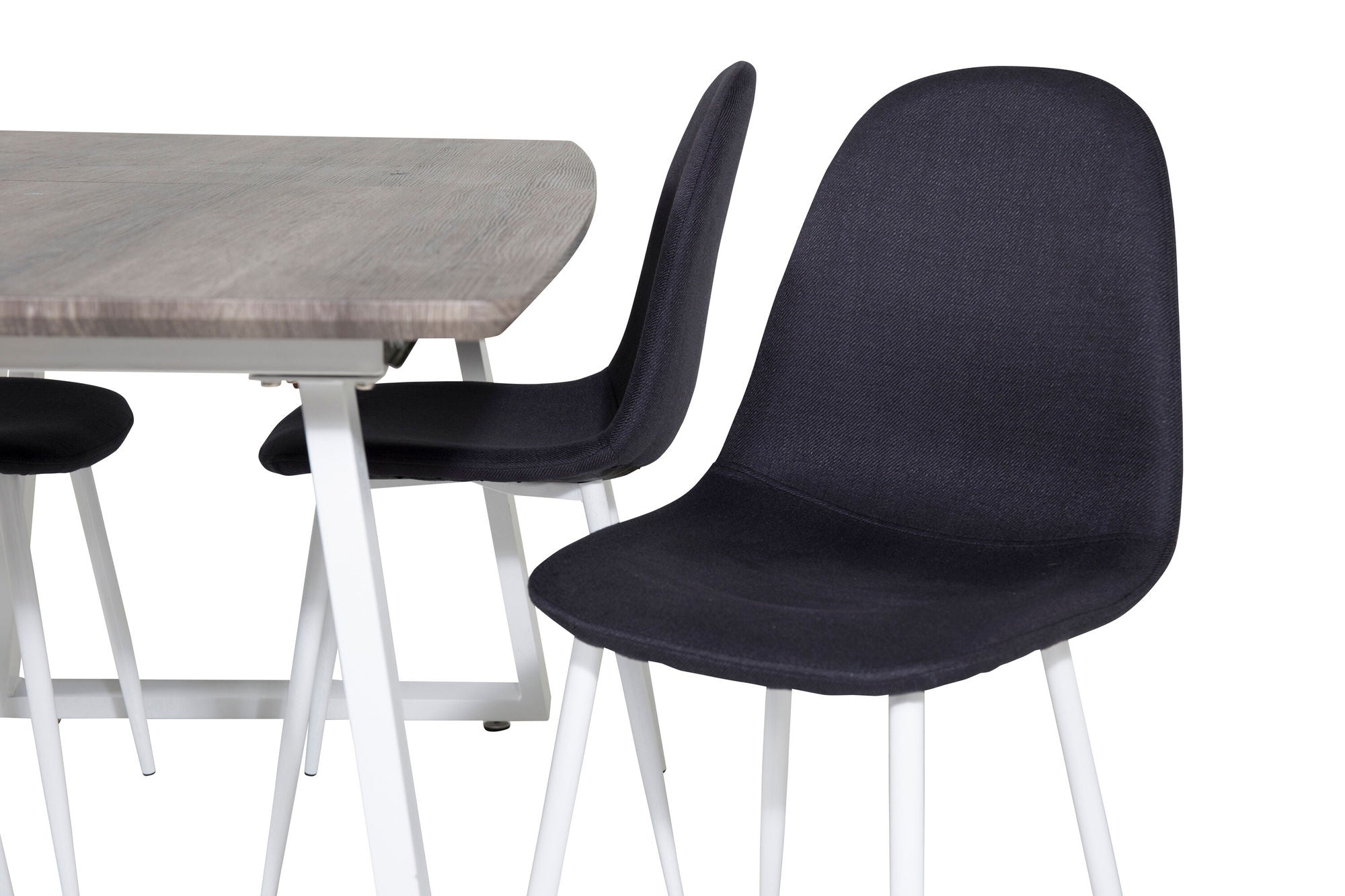 Venture Home Inca Extentionbord - grey "oak" / white Legs+Polar Spisebordsstol - White Legs - Black Fabric_4
