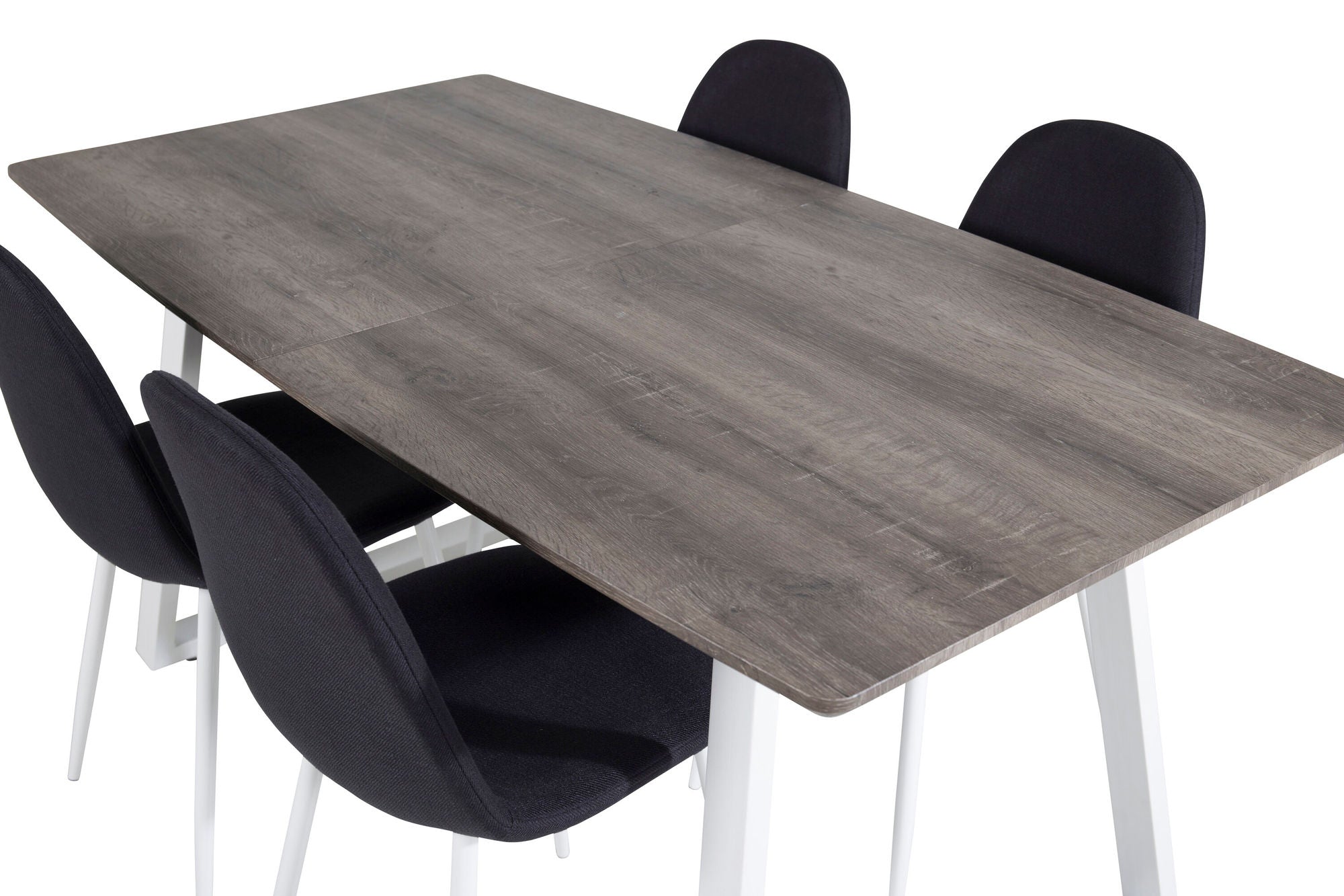 Venture Home Inca Extentionbord - grey "oak" / white Legs+Polar Spisebordsstol - White Legs - Black Fabric_4
