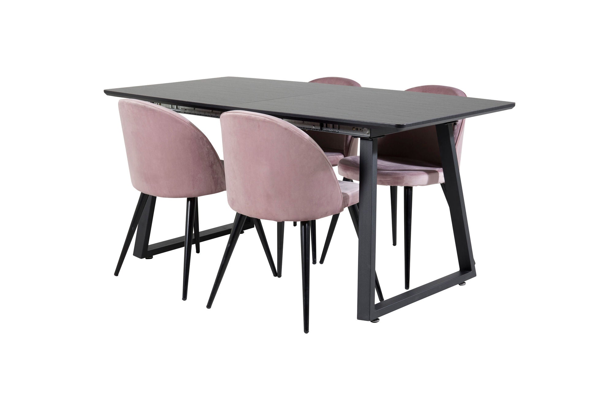 Venture Home Inca Extentionbord - Black top / black Legs+Velvet Spisebordsstol - Pink / Black_4