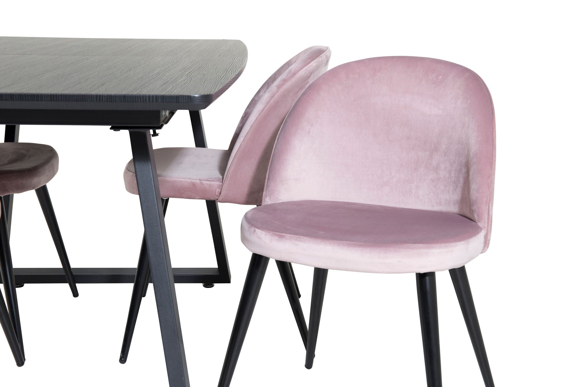 Venture Home Inca Extentionbord - Black top / black Legs+Velvet Spisebordsstol - Pink / Black_4