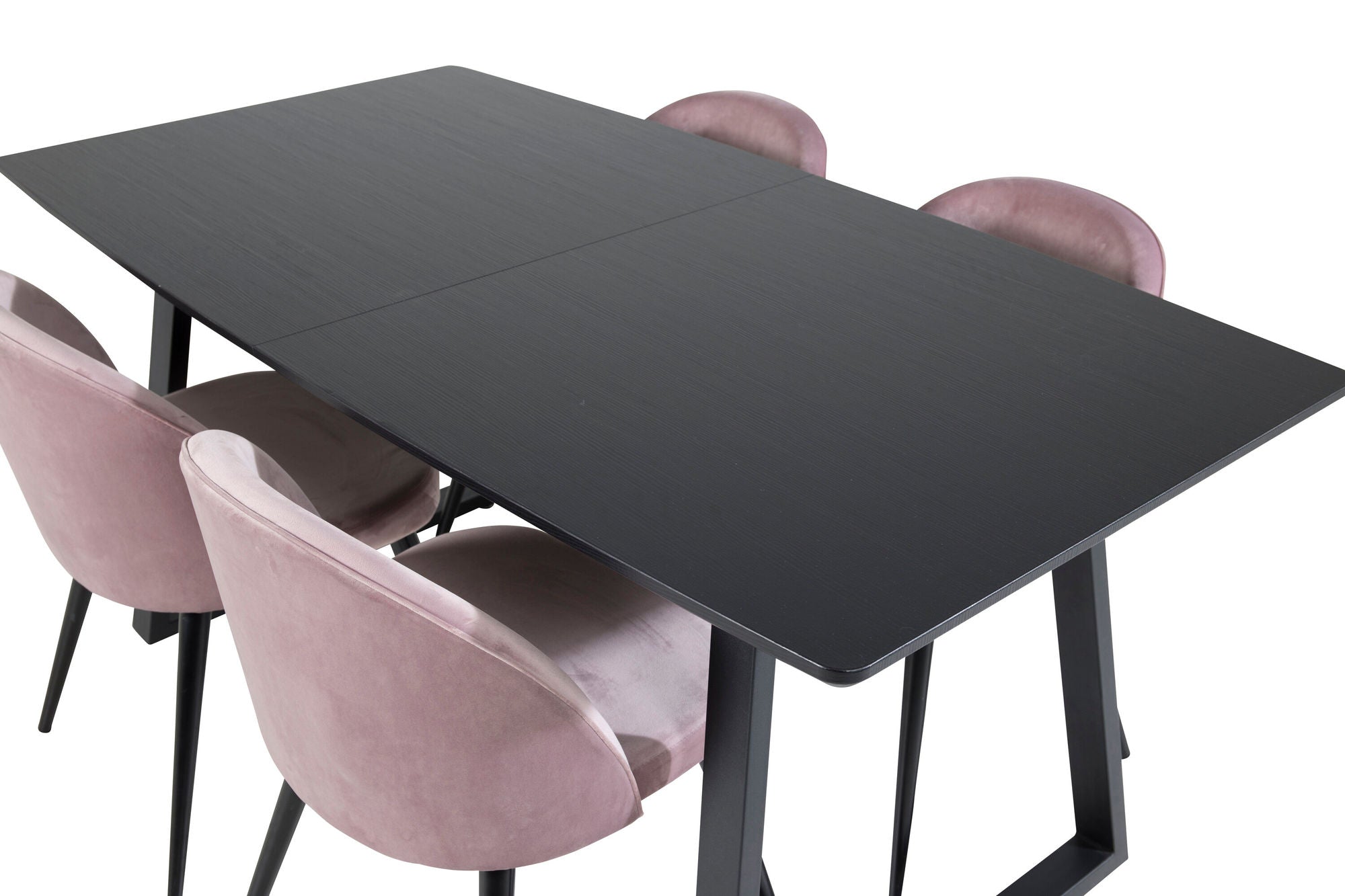 Venture Home Inca Extentionbord - Black top / black Legs+Velvet Spisebordsstol - Pink / Black_4
