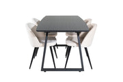 Venture Home Inca Extentionbord - Black top / black Legs+Velvet Spisebordsstol - Beige / Black_4