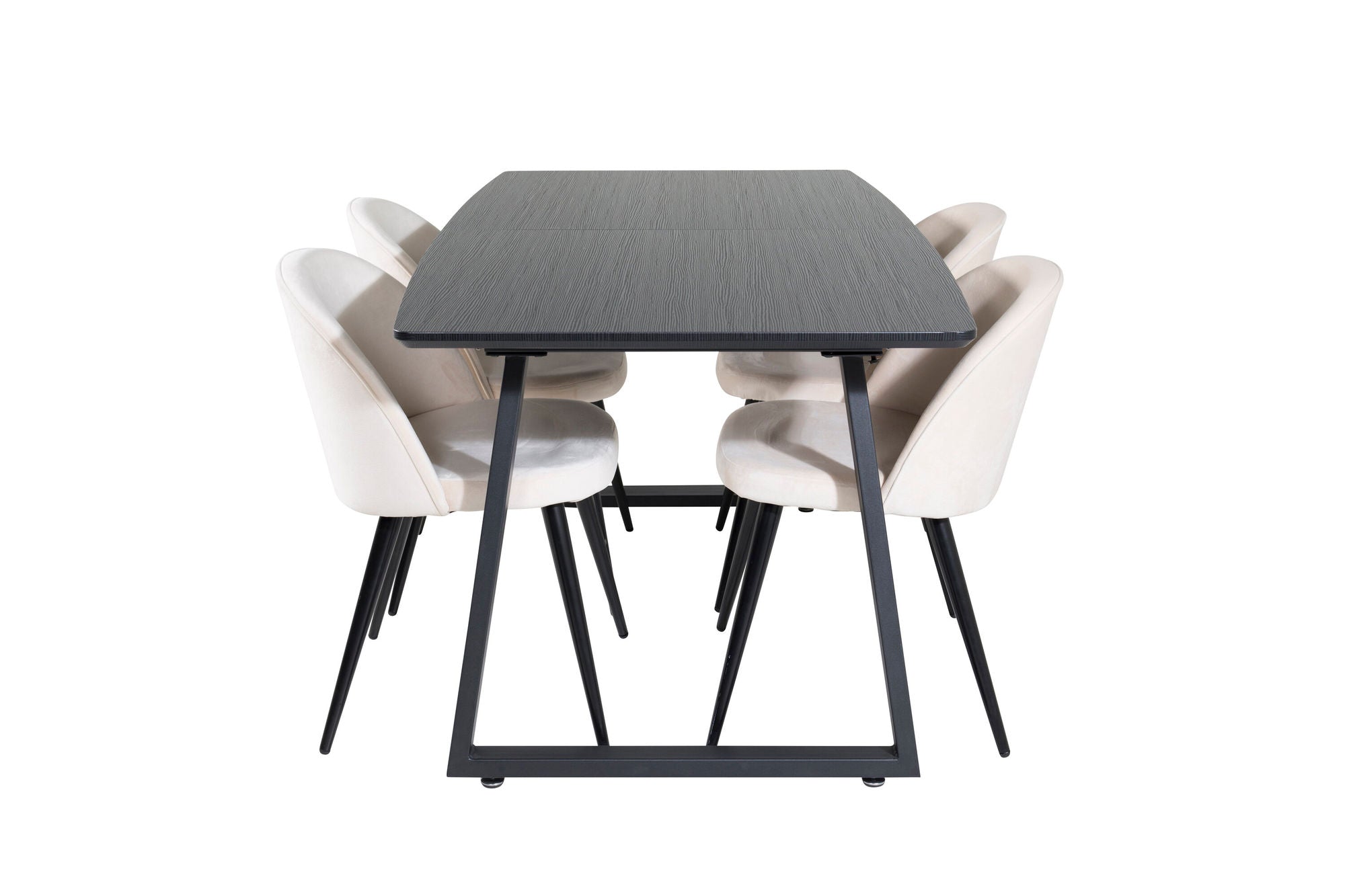 Venture Home Inca Extentionbord - Black top / black Legs+Velvet Spisebordsstol - Beige / Black_4