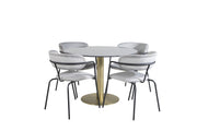 Venture Home Estelle rund spisebord ø106 H75 - Black / Brass+Arrow armchair - Black Legs - Grey Velvet_4