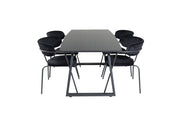Venture Home Inca Extentionbord - Black top / black Legs+Arrow armchair - Black Legs - Black Velvet_4