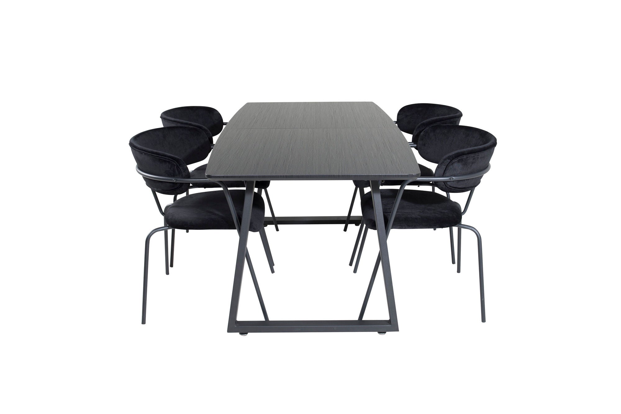 Venture Home Inca Extentionbord - Black top / black Legs+Arrow armchair - Black Legs - Black Velvet_4