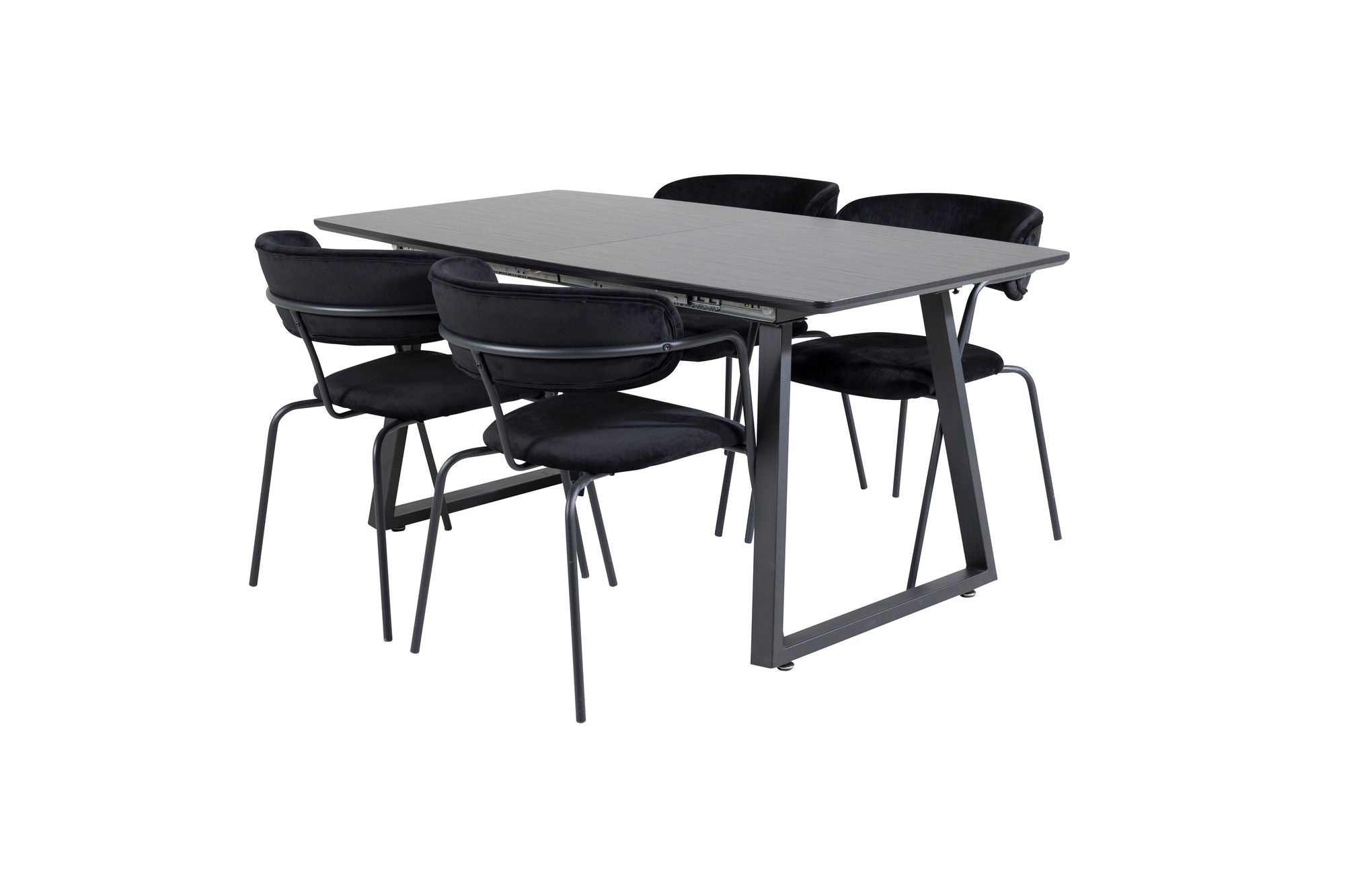 Venture Home Inca Extentionbord - Black top / black Legs+Arrow armchair - Black Legs - Black Velvet_4