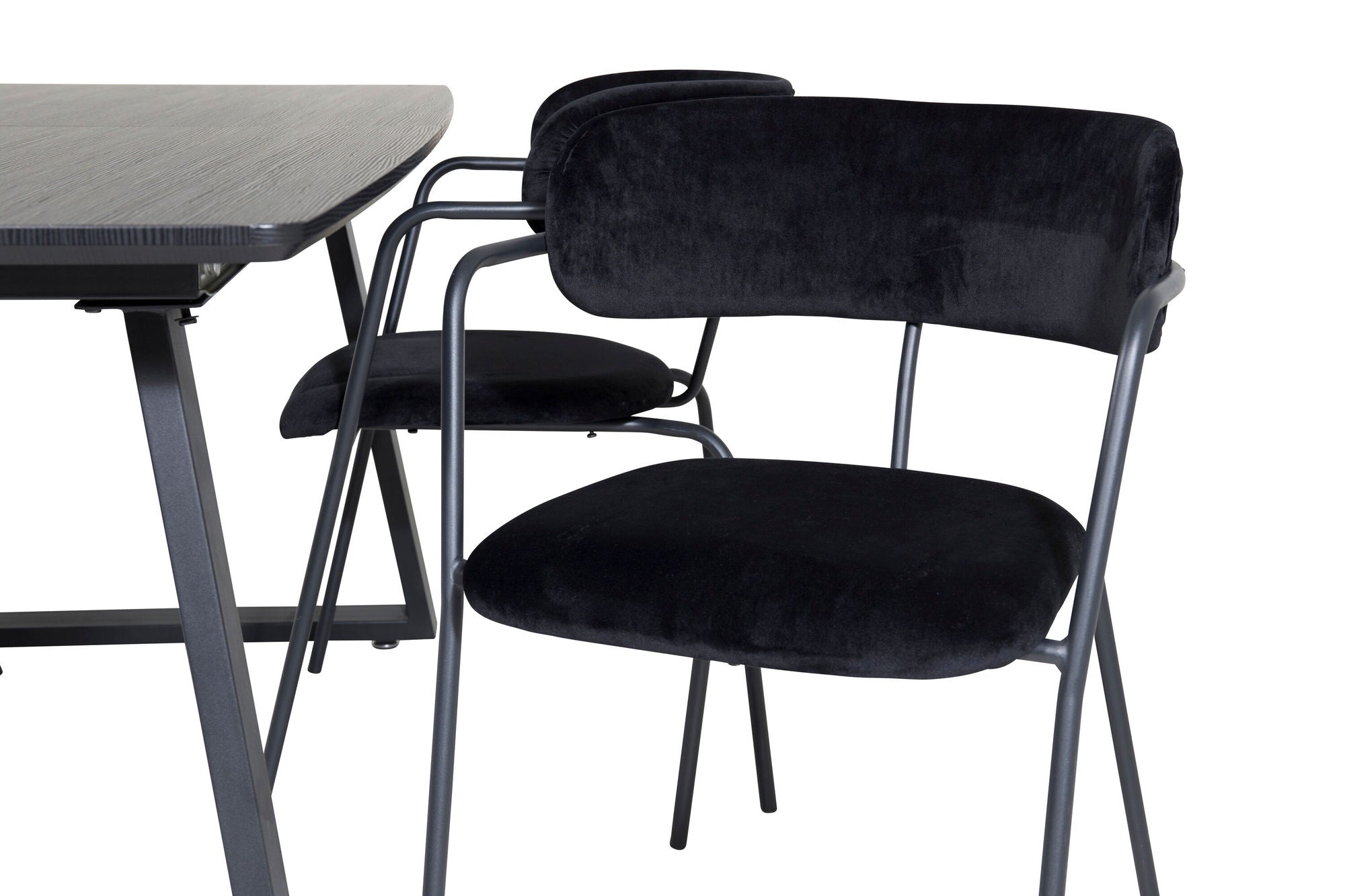 Venture Home Inca Extentionbord - Black top / black Legs+Arrow armchair - Black Legs - Black Velvet_4