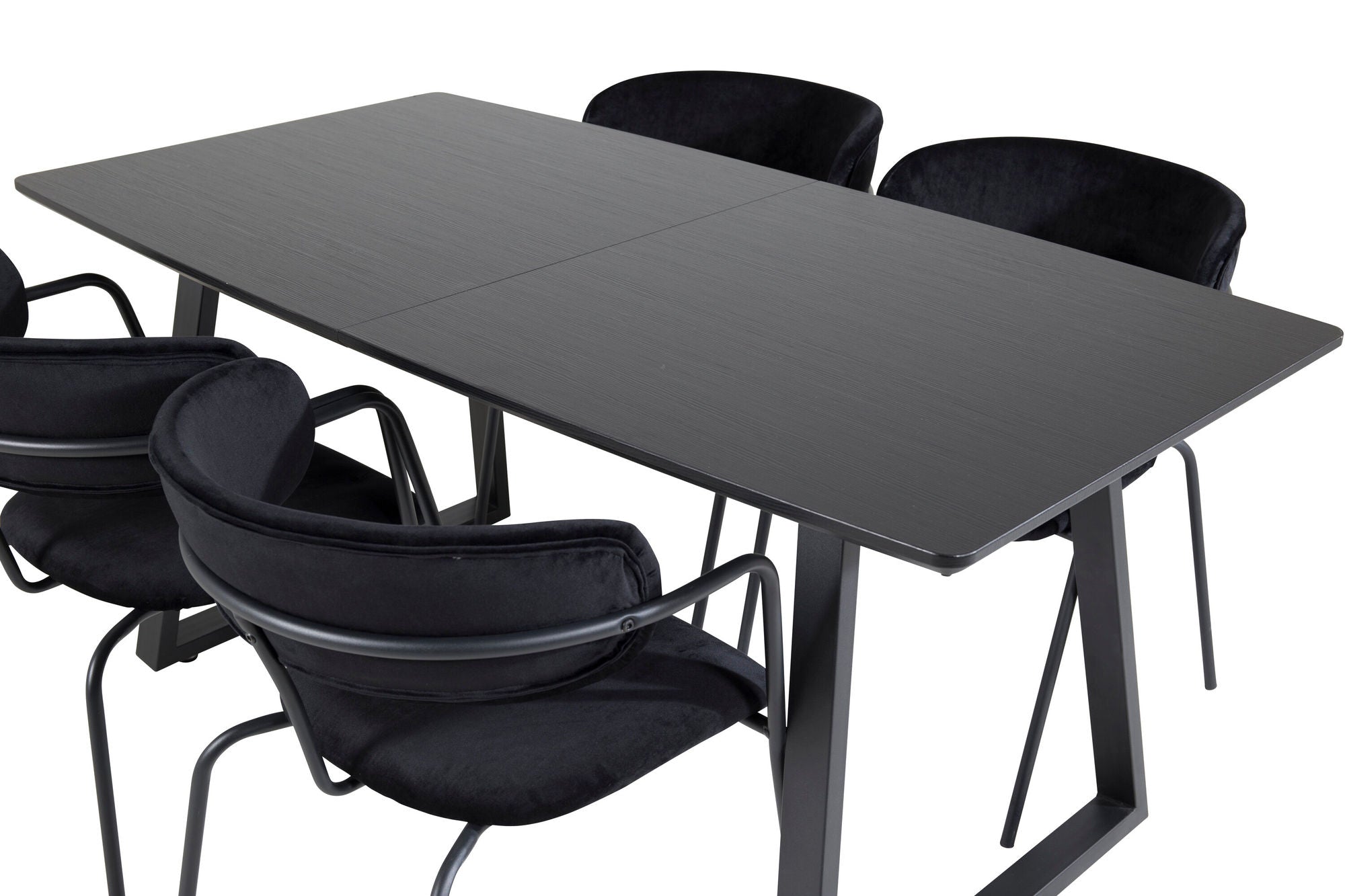 Venture Home Inca Extentionbord - Black top / black Legs+Arrow armchair - Black Legs - Black Velvet_4