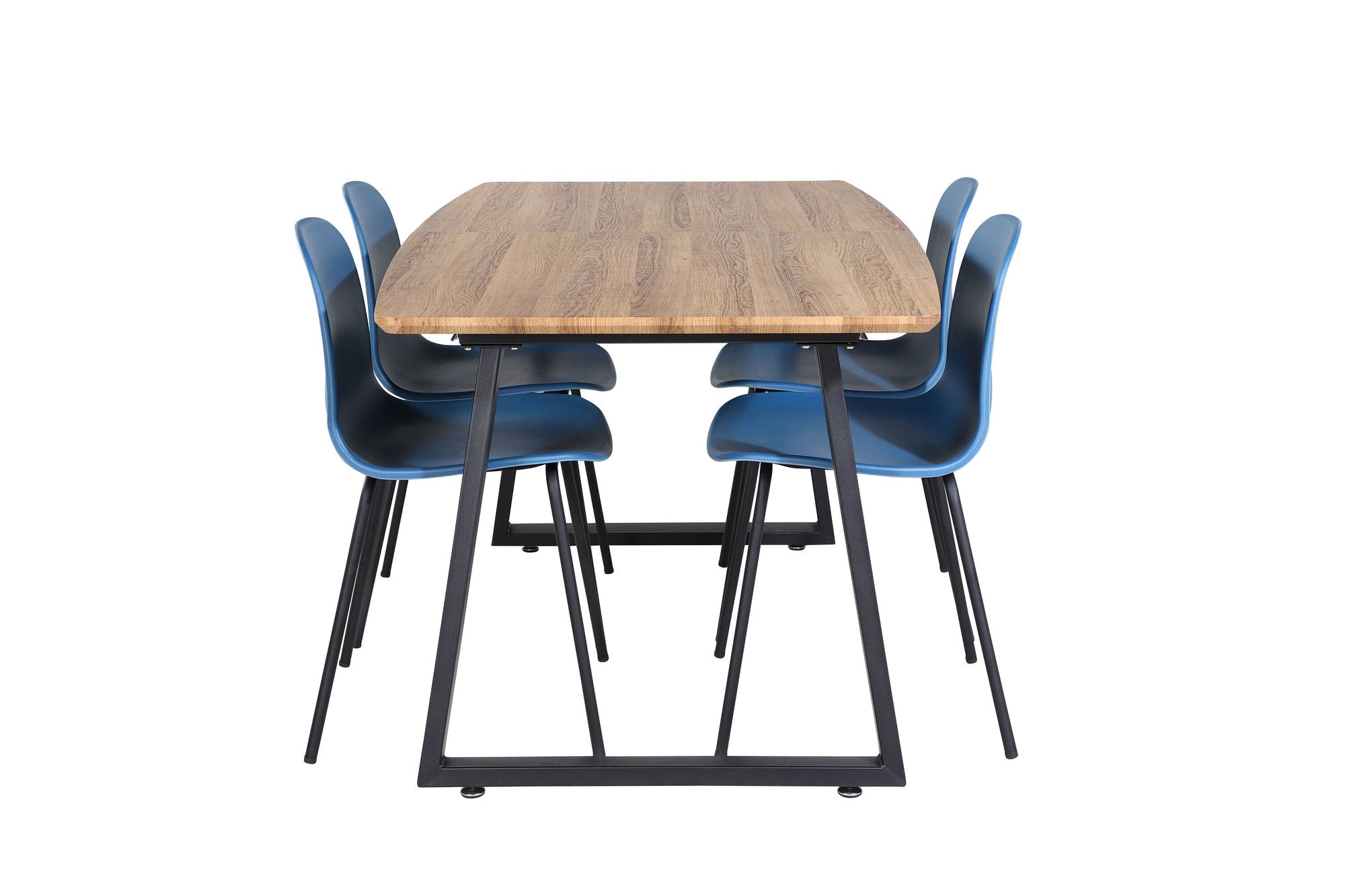 Venture Home Inca spisebord - 160/200*85*H75 - Oak / Black+Arctic Spisebordsstol - Black Legs - Blue Plastic_4