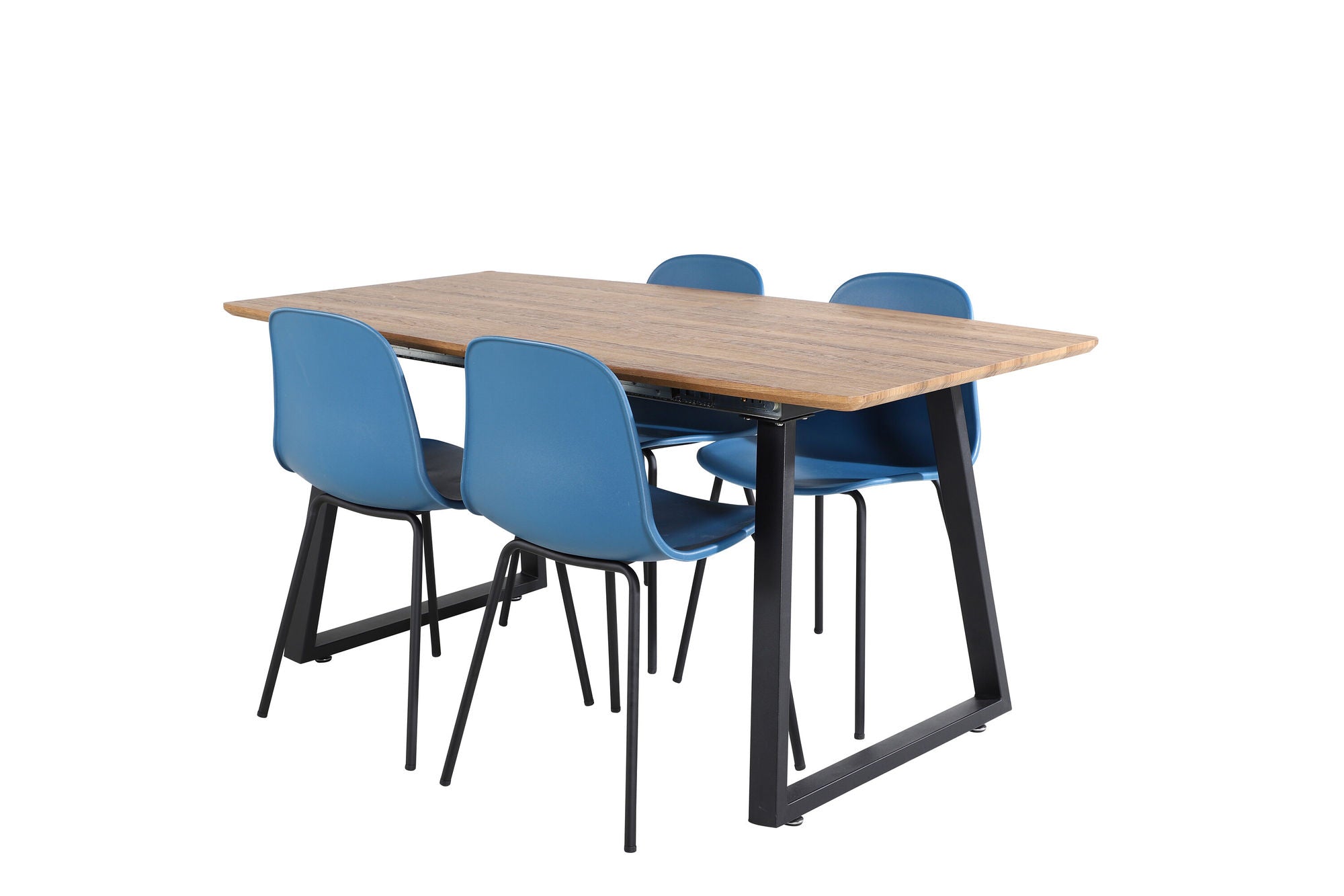 Venture Home Inca spisebord - 160/200*85*H75 - Oak / Black+Arctic Spisebordsstol - Black Legs - Blue Plastic_4