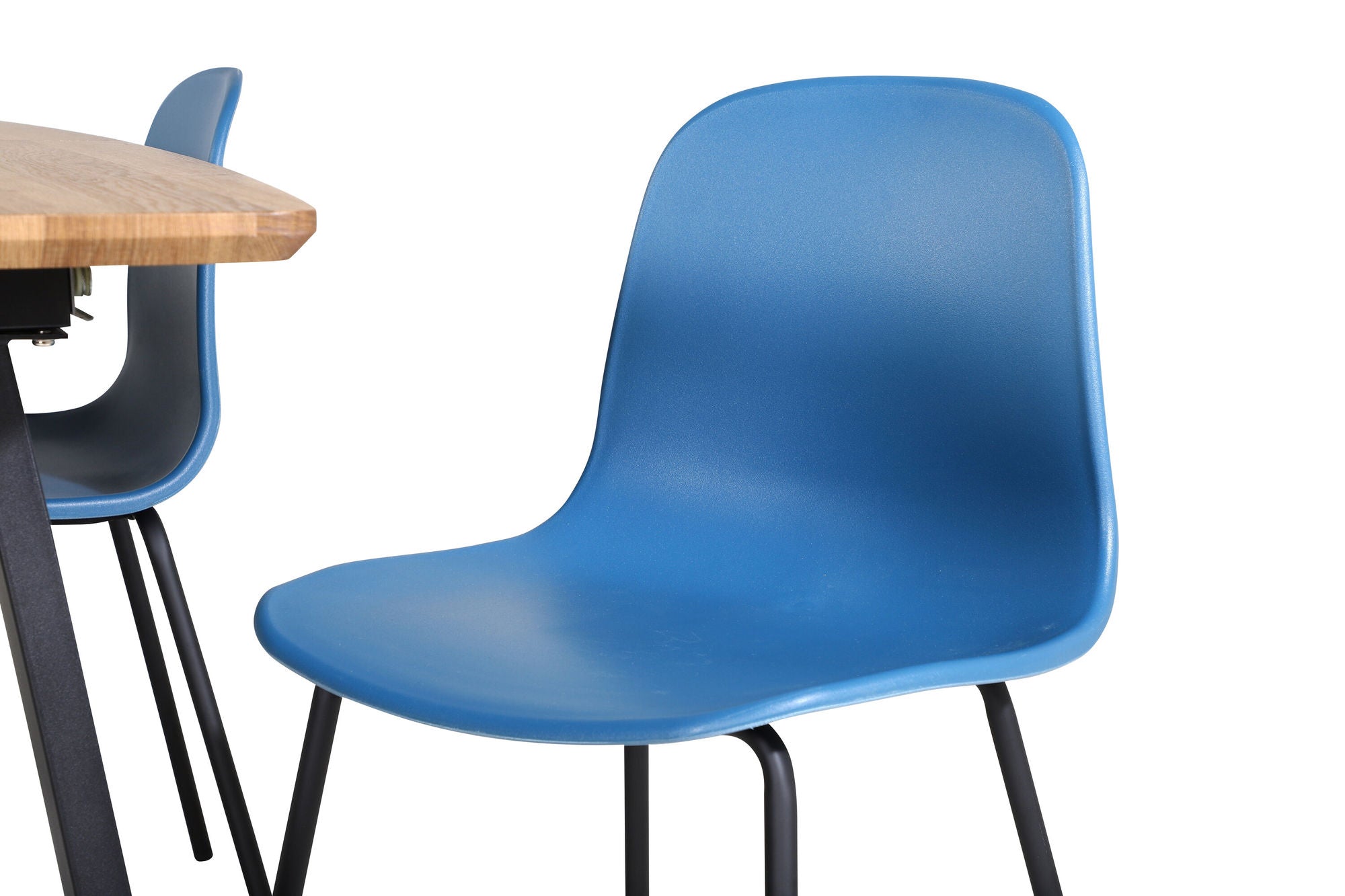 Venture Home Inca spisebord - 160/200*85*H75 - Oak / Black+Arctic Spisebordsstol - Black Legs - Blue Plastic_4