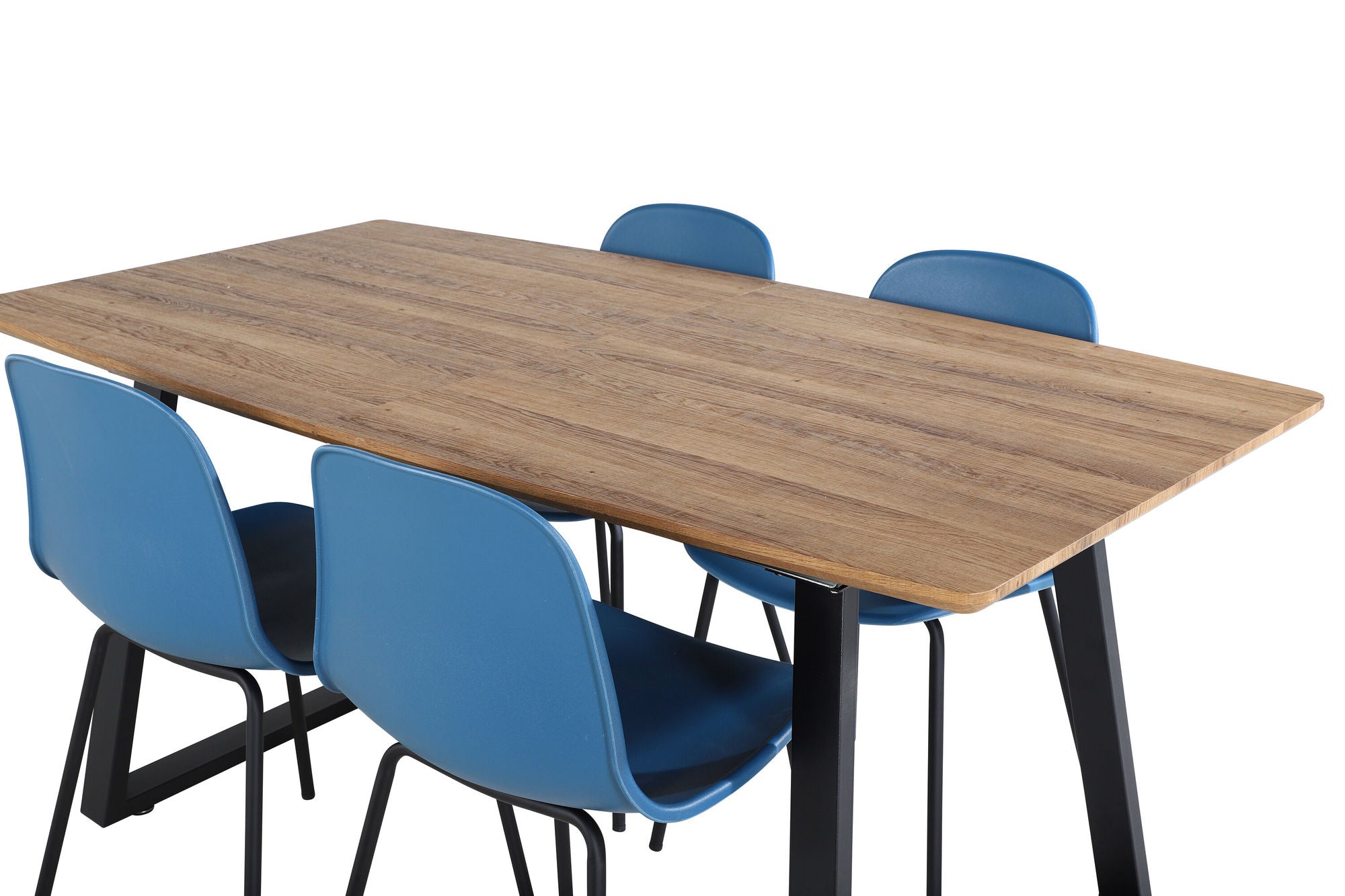 Venture Home Inca spisebord - 160/200*85*H75 - Oak / Black+Arctic Spisebordsstol - Black Legs - Blue Plastic_4