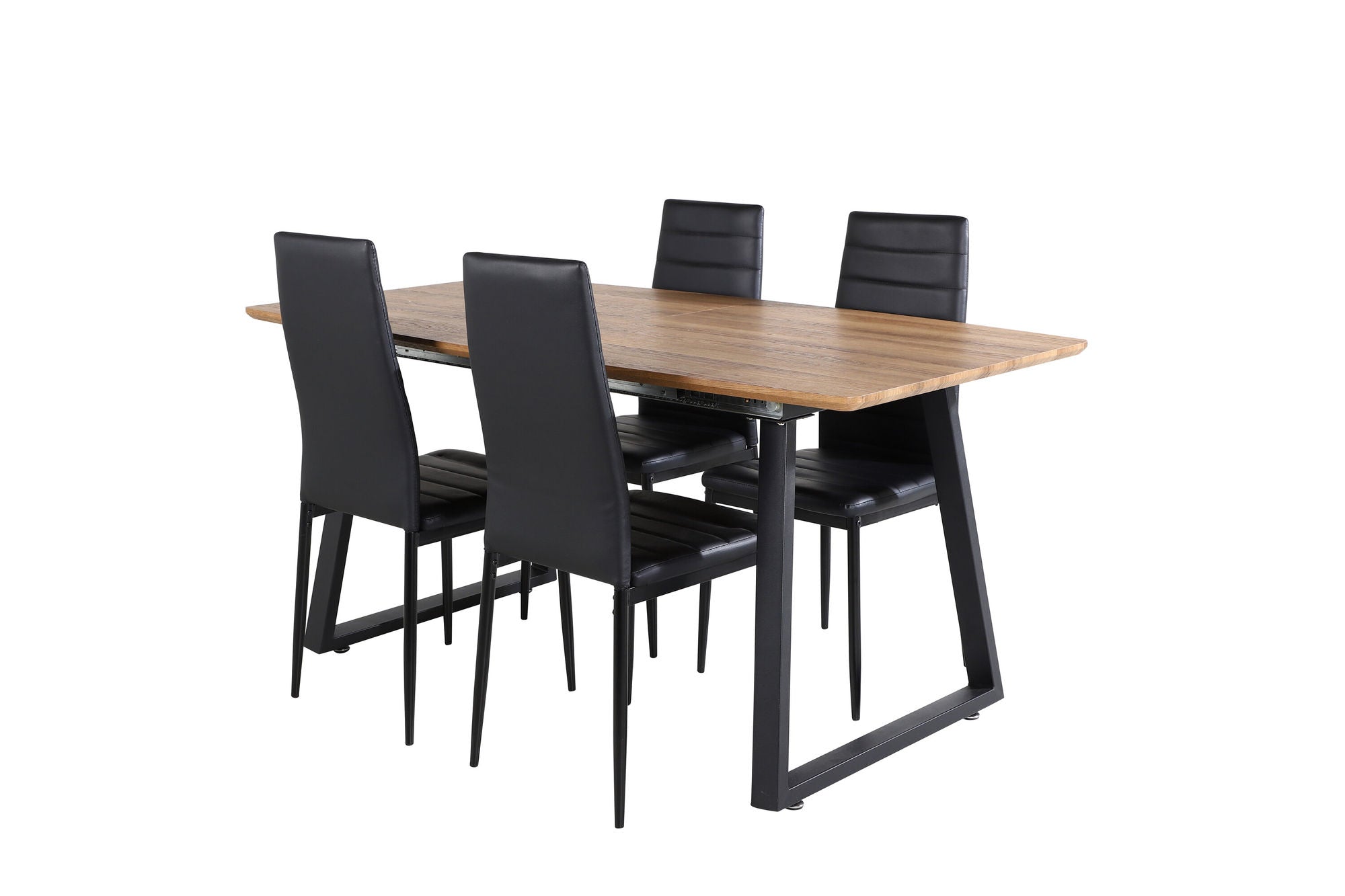 Venture Home Inca spisebord - 160/200*85*H75 - Oak / Black+Slim High Back Spisebordsstol - Black Legs - Black PU_4