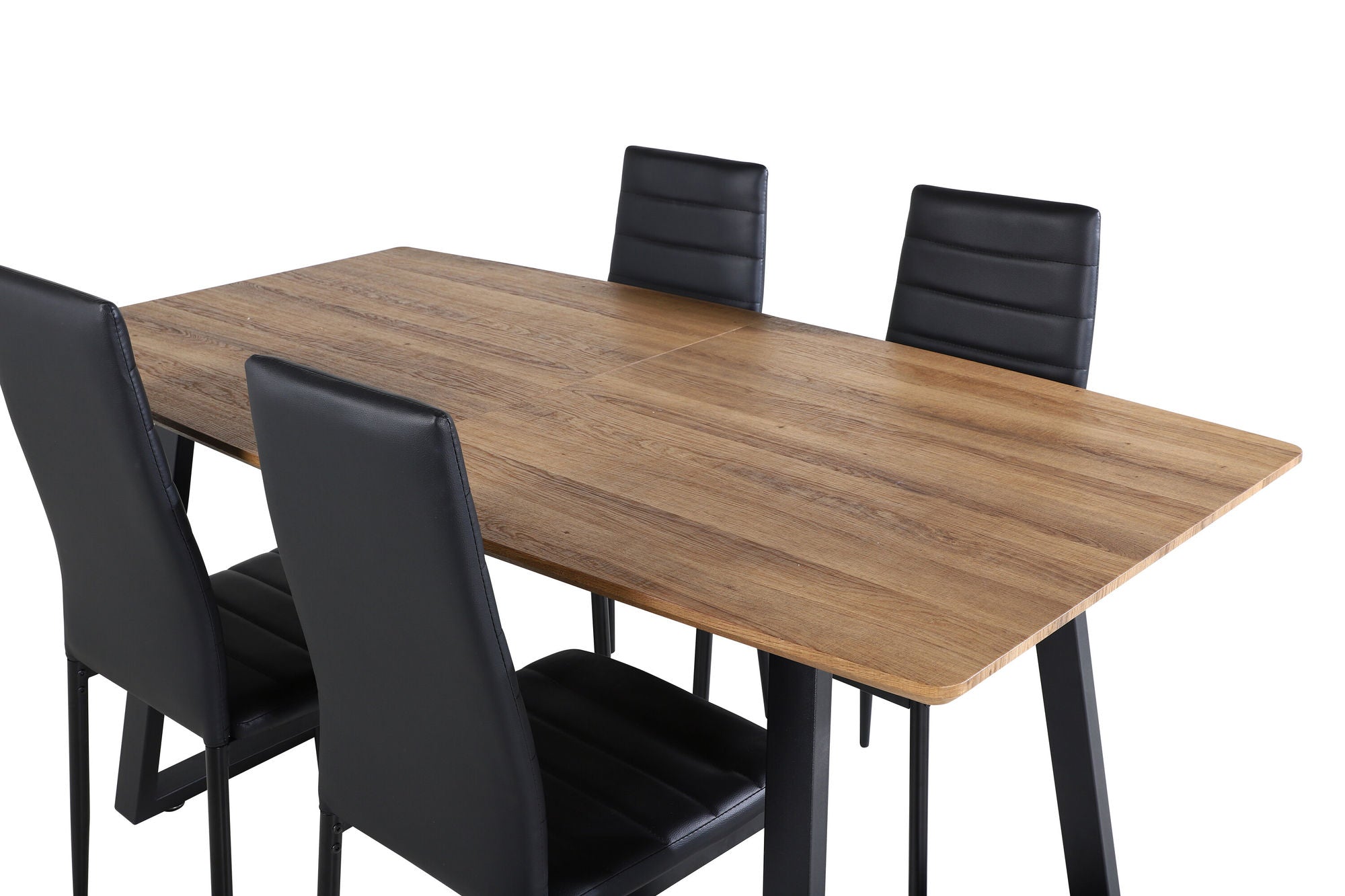 Venture Home Inca spisebord - 160/200*85*H75 - Oak / Black+Slim High Back Spisebordsstol - Black Legs - Black PU_4