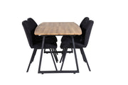 Venture Home Inca spisebord - 160/200*85*H75 - Oak / Black+Gemma Spisebordsstol - Black Legs - Black Fabric_4