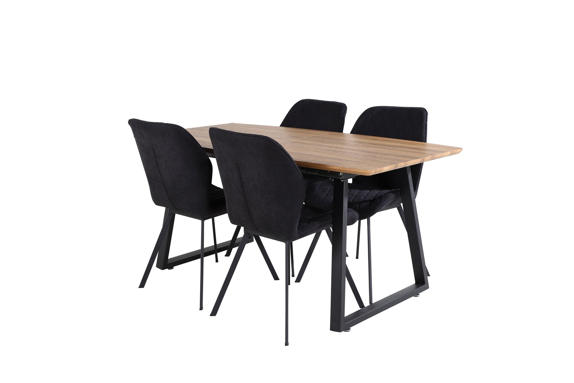 Venture Home Inca spisebord - 160/200*85*H75 - Oak / Black+Gemma Spisebordsstol - Black Legs - Black Fabric_4
