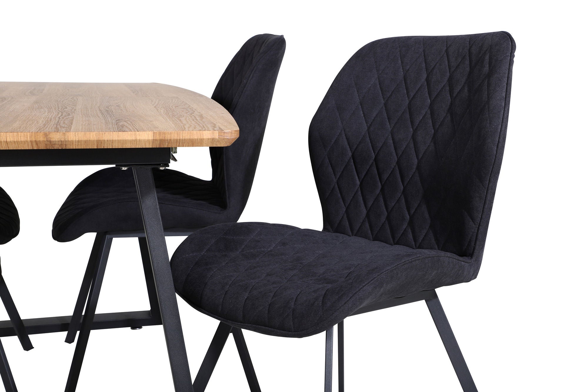 Venture Home Inca spisebord - 160/200*85*H75 - Oak / Black+Gemma Spisebordsstol - Black Legs - Black Fabric_4
