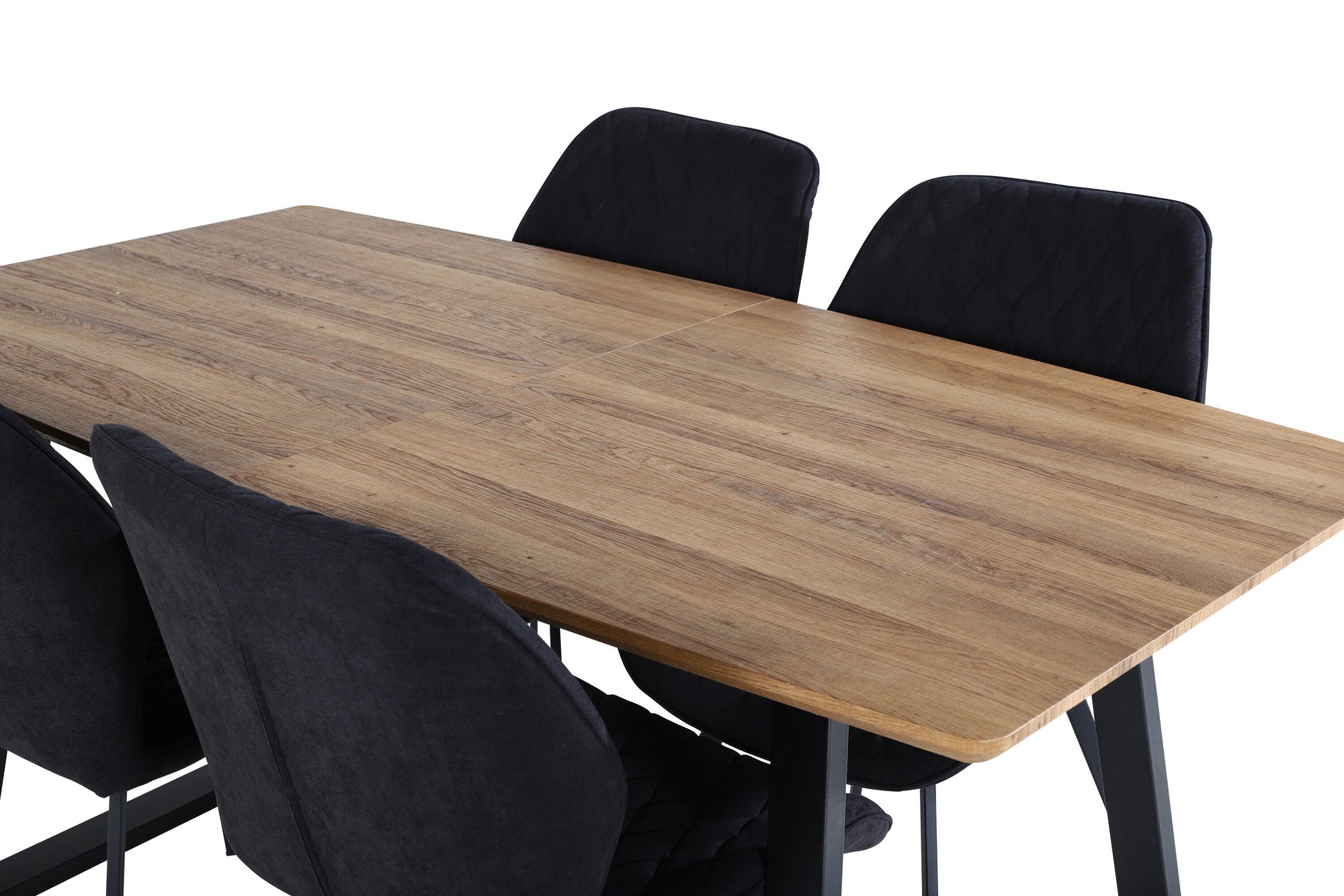 Venture Home Inca spisebord - 160/200*85*H75 - Oak / Black+Gemma Spisebordsstol - Black Legs - Black Fabric_4