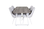 Venture Home Inca Extentionbord - grey "oak" / white Legs+Velvet Deluxe Spisebordsstol - White Legs - Light Grey Fabric_4