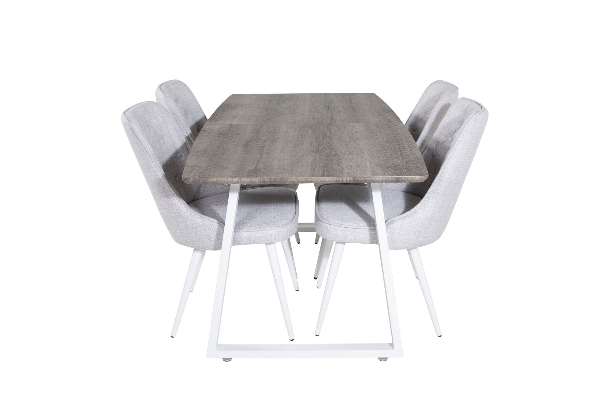 Venture Home Inca Extentionbord - grey "oak" / white Legs+Velvet Deluxe Spisebordsstol - White Legs - Light Grey Fabric_4