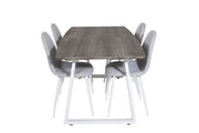 Venture Home Inca Extentionbord - grey "oak" / white Legs+Polar Spisebordsstol - White Legs - Light Grey Fabric_4