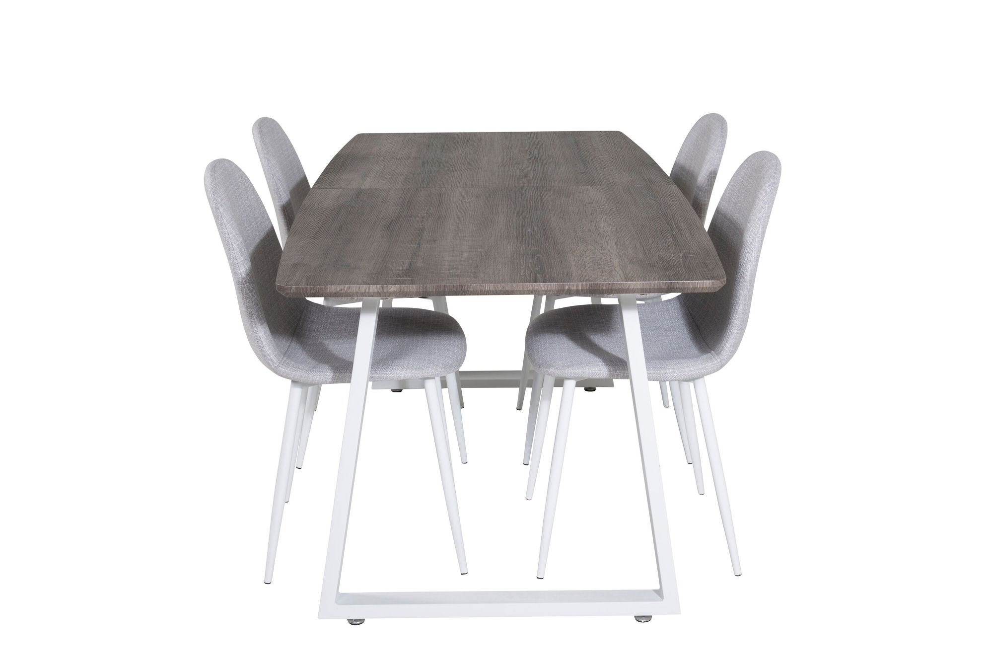 Venture Home Inca Extentionbord - grey "oak" / white Legs+Polar Spisebordsstol - White Legs - Light Grey Fabric_4