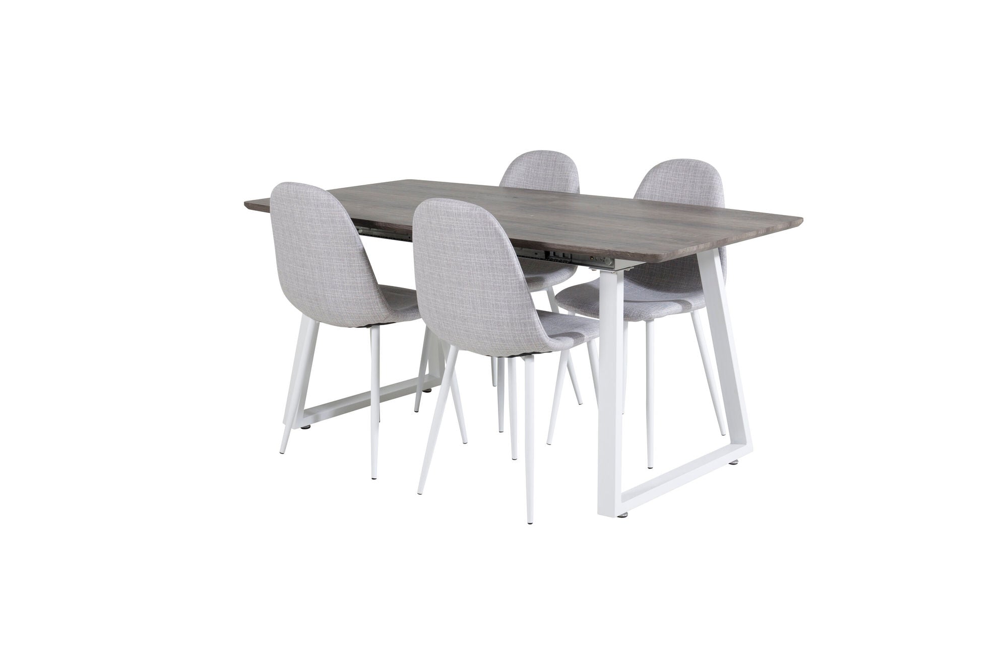 Venture Home Inca Extentionbord - grey "oak" / white Legs+Polar Spisebordsstol - White Legs - Light Grey Fabric_4