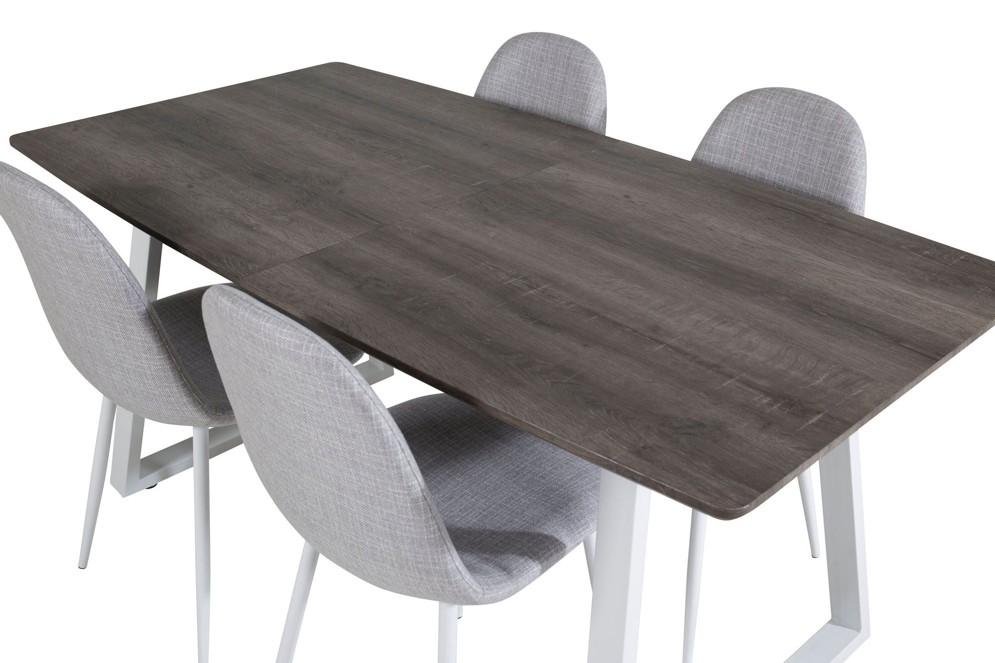 Venture Home Inca Extentionbord - grey "oak" / white Legs+Polar Spisebordsstol - White Legs - Light Grey Fabric_4