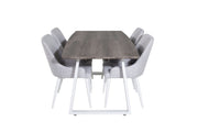 Venture Home Inca Extentionbord - grey "oak" / white Legs+Plaza Dining chair - White legs - Light Grey Fabric_4