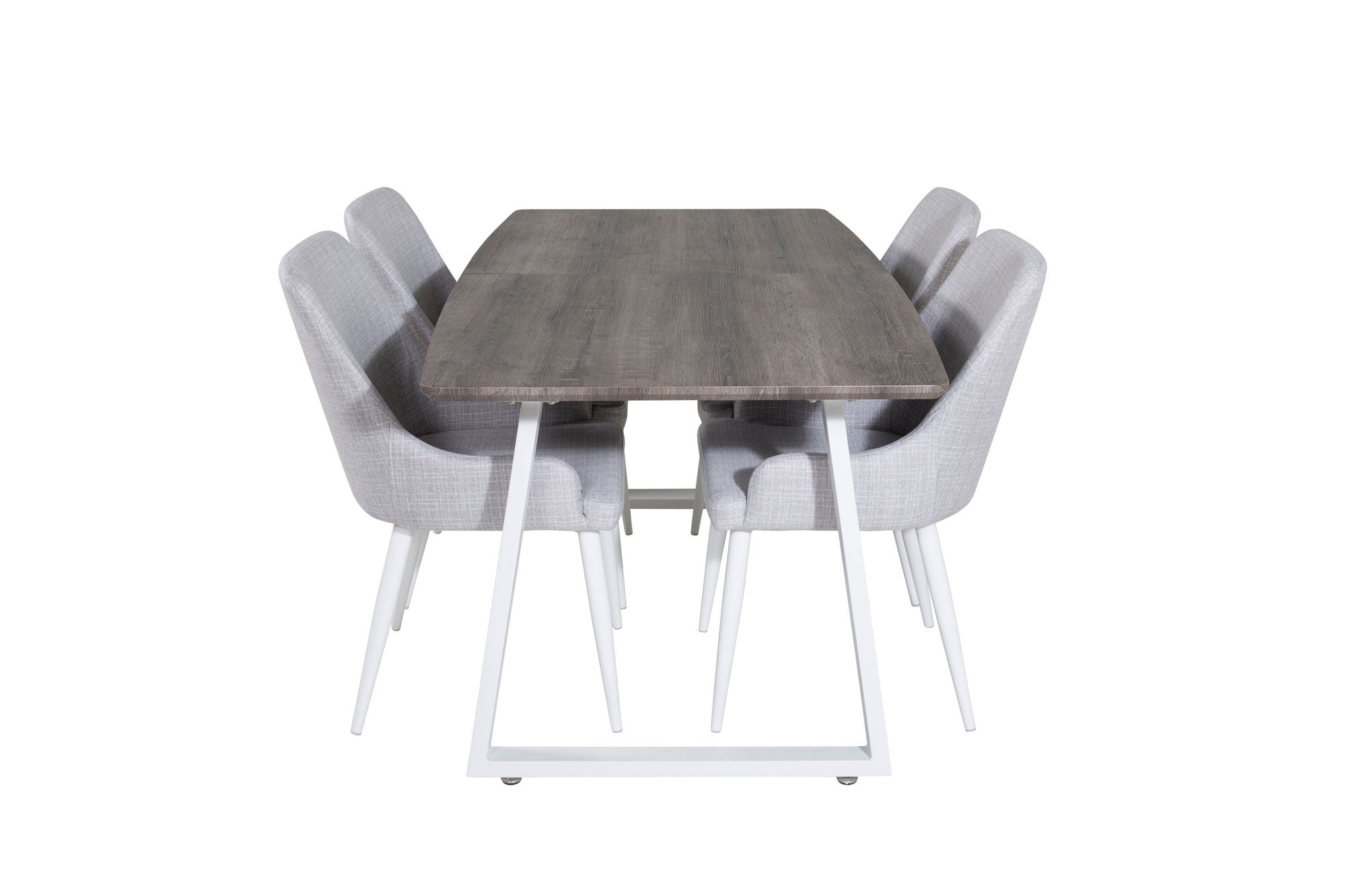 Venture Home Inca Extentionbord - grey "oak" / white Legs+Plaza Dining chair - White legs - Light Grey Fabric_4