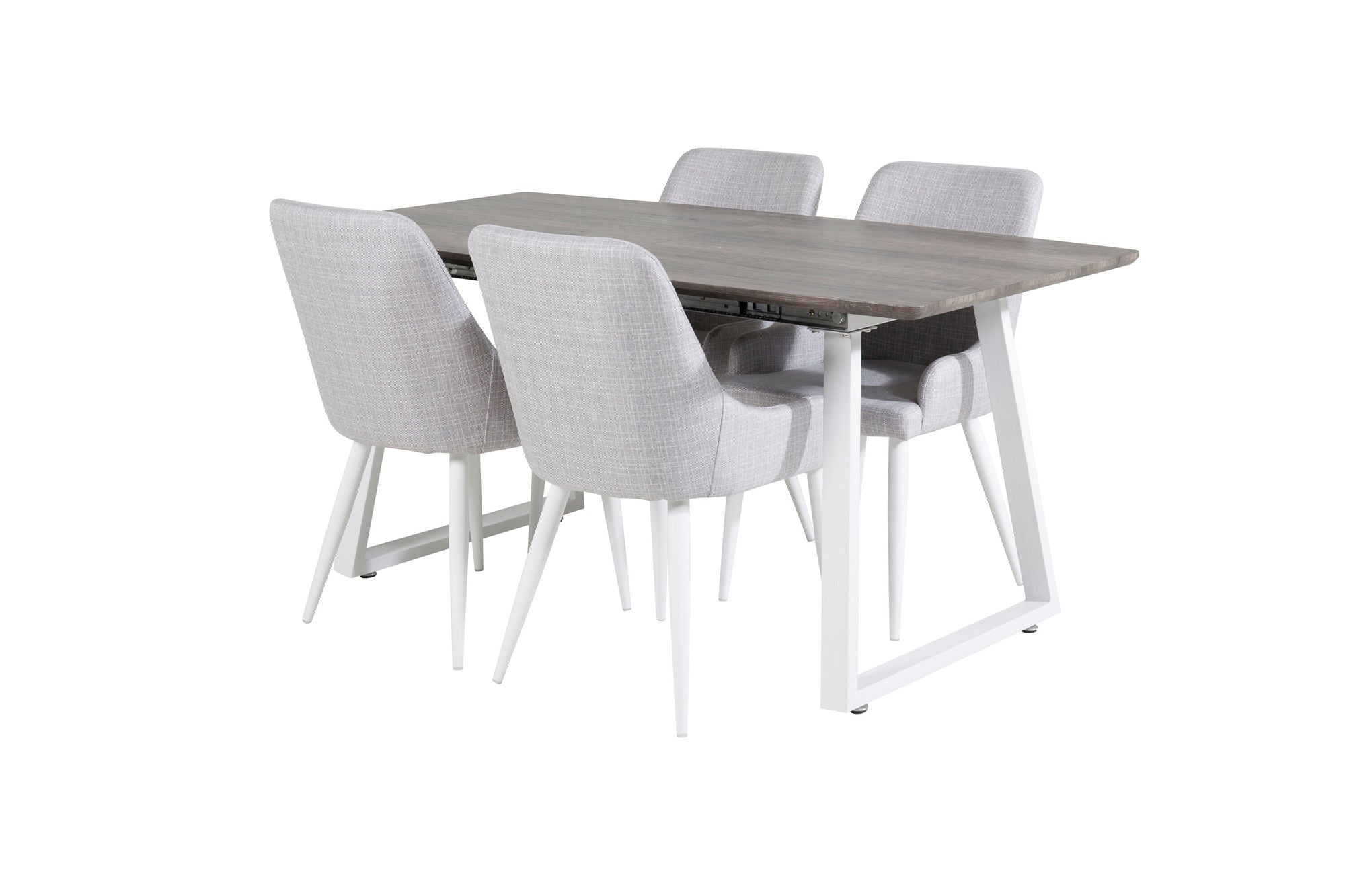 Venture Home Inca Extentionbord - grey "oak" / white Legs+Plaza Dining chair - White legs - Light Grey Fabric_4