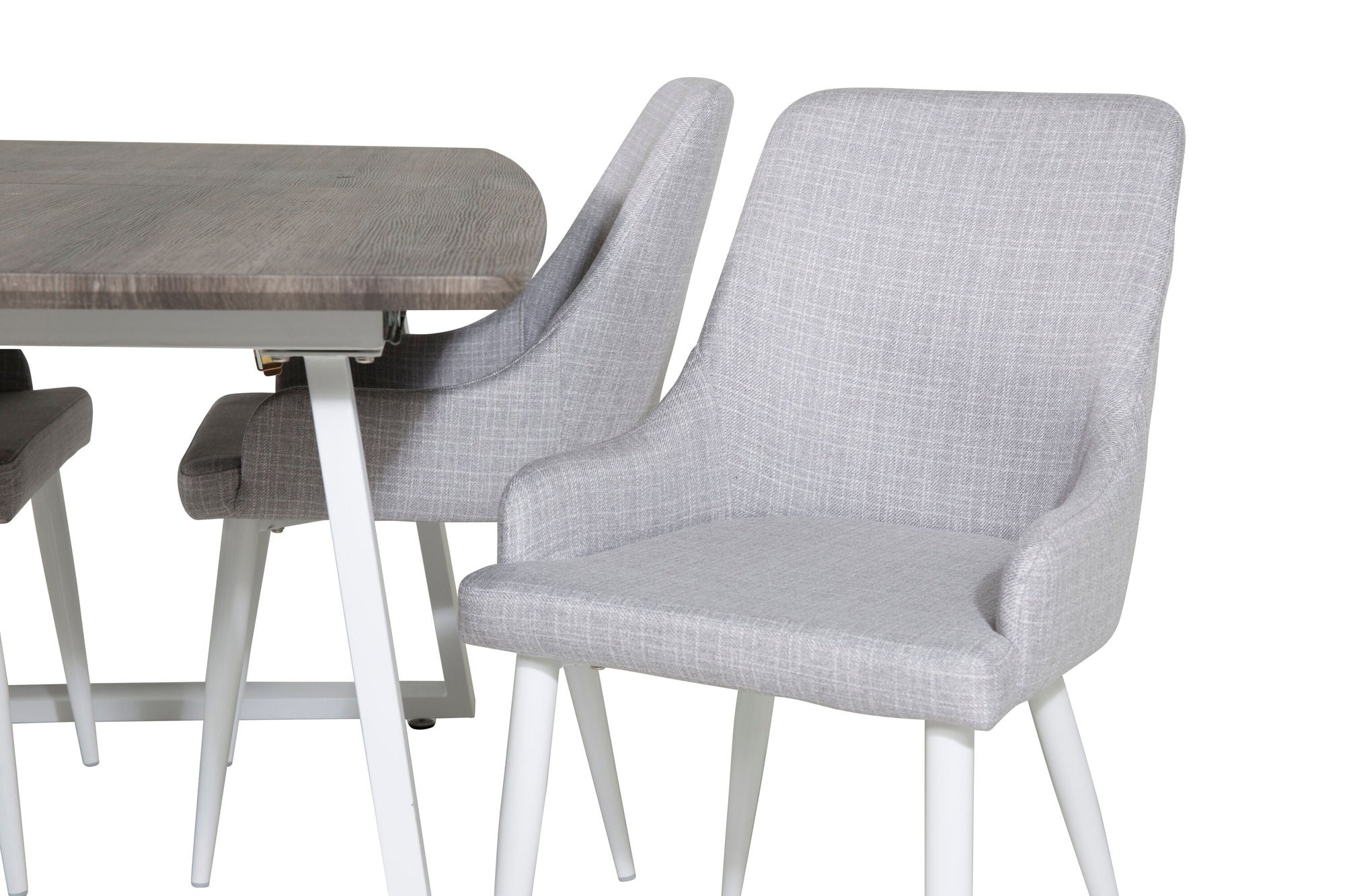 Venture Home Inca Extentionbord - grey "oak" / white Legs+Plaza Dining chair - White legs - Light Grey Fabric_4