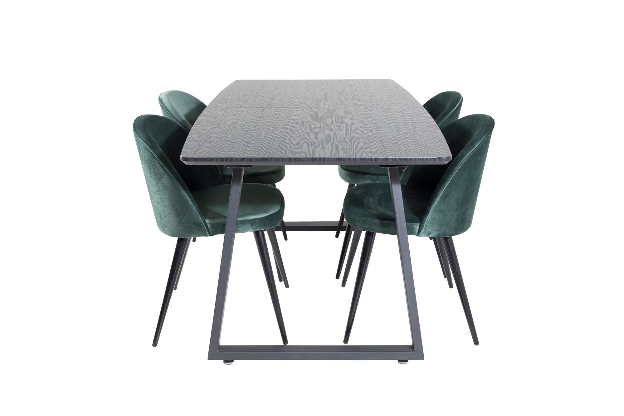 Venture Home Inca Extentionbord - Black top / black Legs+Velvet Spisebordsstol - Green / Black_4