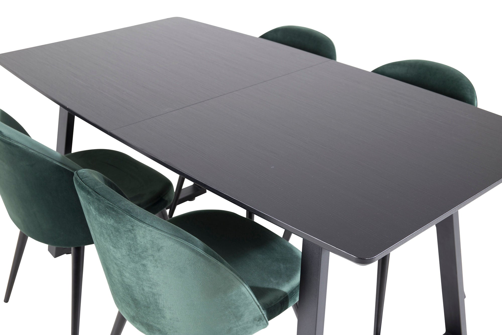 Venture Home Inca Extentionbord - Black top / black Legs+Velvet Spisebordsstol - Green / Black_4