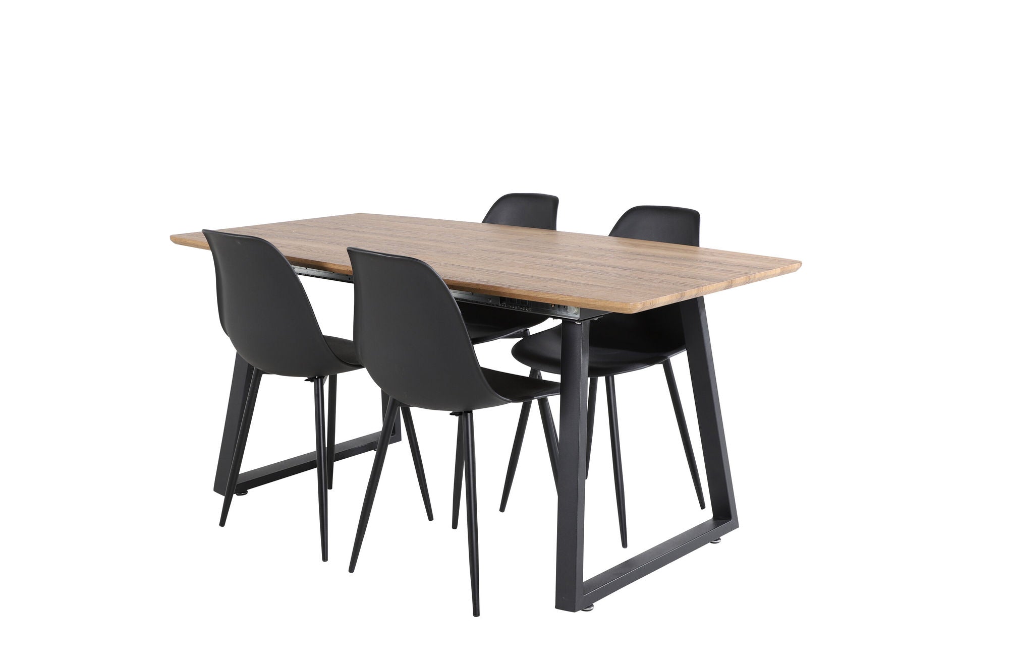 Venture Home Inca spisebord - 160/200*85*H75 - Oak / Black+Polar Plastic Spisebordsstol - Black Legs / Black Plastic_4
