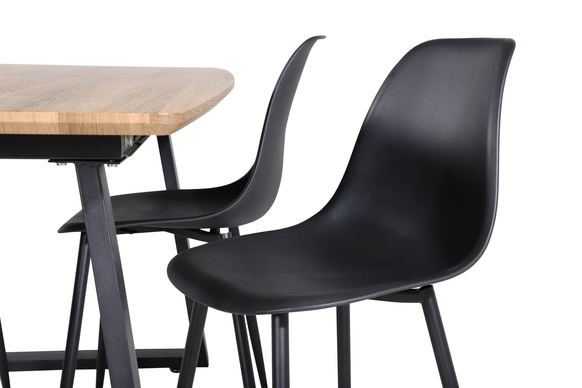 Venture Home Inca spisebord - 160/200*85*H75 - Oak / Black+Polar Plastic Spisebordsstol - Black Legs / Black Plastic_4