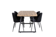 Venture Home Inca spisebord - 160/200*85*H75 - Oak / Black+Wrinkles Spisebordsstol - Black Legs - Black Velvet_4