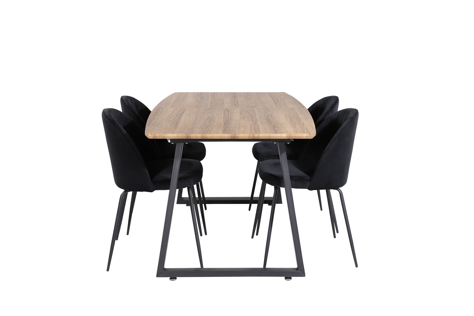 Venture Home Inca spisebord - 160/200*85*H75 - Oak / Black+Wrinkles Spisebordsstol - Black Legs - Black Velvet_4