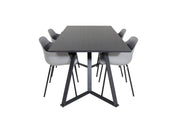 Venture Home Marina spisebord - Black top / Black Legs +Comfort Plastic Spisebordsstol - Black Legs - Grey Plastic_4