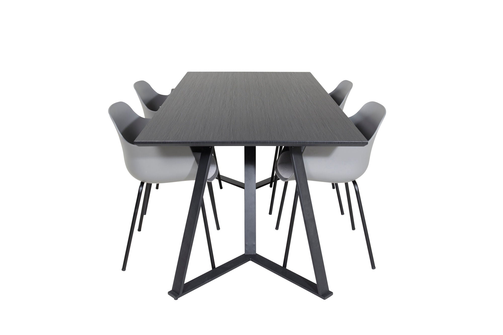 Venture Home Marina spisebord - Black top / Black Legs +Comfort Plastic Spisebordsstol - Black Legs - Grey Plastic_4