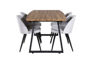 Venture Home Inca spisebord - 160/200*85*H75 - Oak / Black+Velvet Dining Chiar - Black legs - Light GreyFabric_4