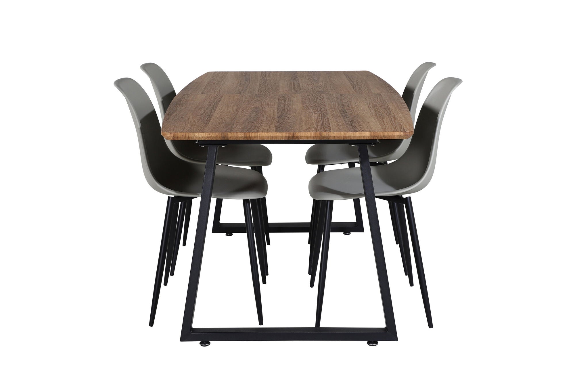 Venture Home Inca spisebord - 160/200*85*H75 - Oak / Black+Polar Plastic Spisebordsstol - Black Legs / Grey Plastic_4