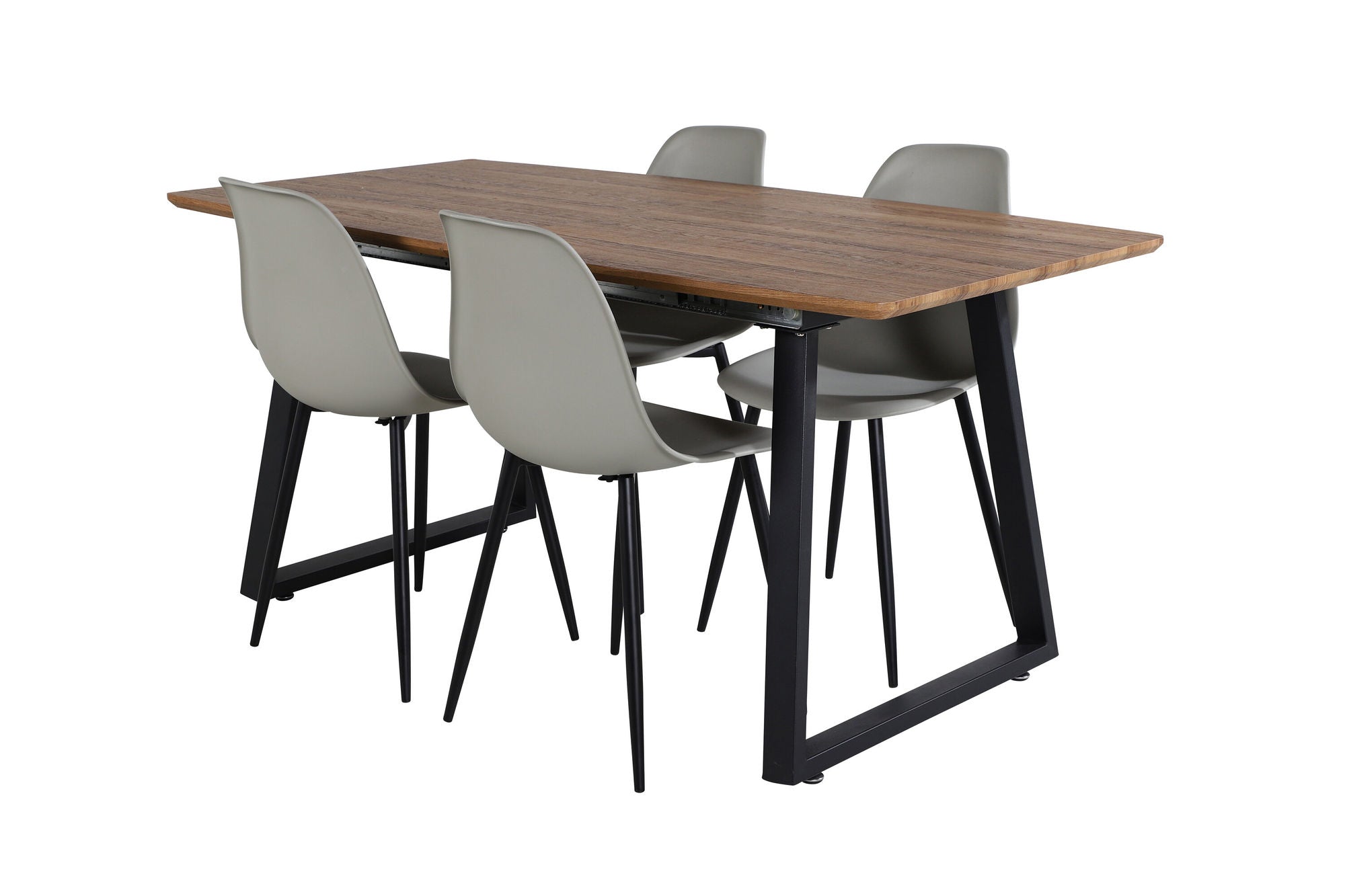 Venture Home Inca spisebord - 160/200*85*H75 - Oak / Black+Polar Plastic Spisebordsstol - Black Legs / Grey Plastic_4